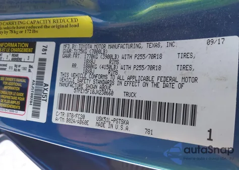 2018 Toyota Tundra Sr5 5.7L V8 from USA, damaged, VIN 5TFEY5F10JX230660